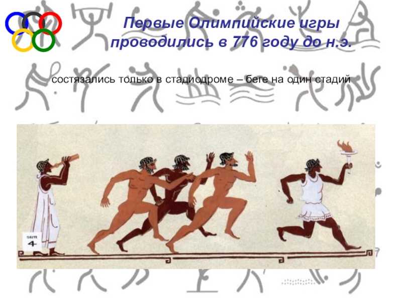Когда состоялись олимпийские игры. 776 Год до н.э. – первые Олимпийские игры. Первые Олимпийские игры проводились. 1 Олимпийские игры состоялись. Первые Олимпийские игры состоялись в 776 году.
