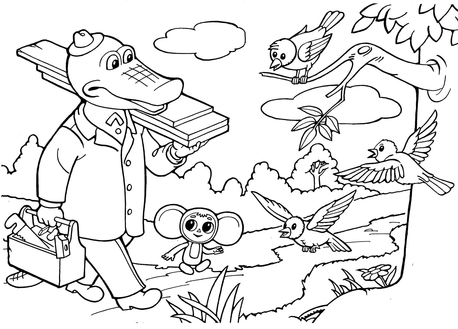 Раскраски Крокодил Гена – набор контурных картинок, составленных по мотивам знаменитого советского мультфильма Раскраски Крокодил Гена можно бесплатно скачать с сайта и распечатать занимательные рисунки для детей