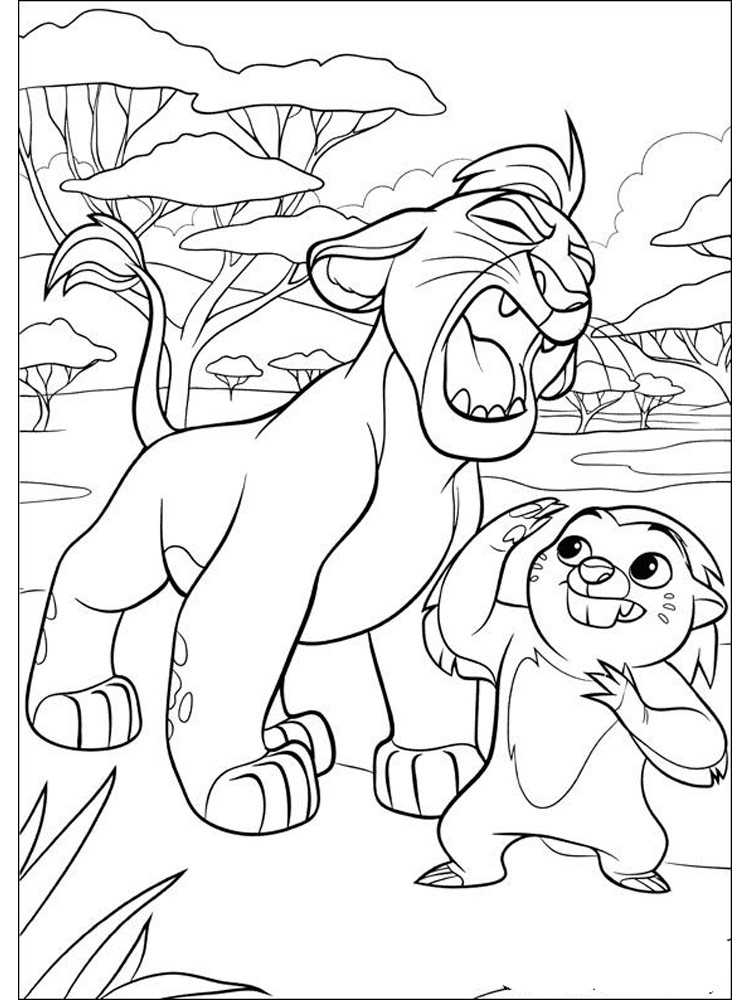 Раскраски Хранитель Лев созданы по мотивам одного из мультфильмов студии Дисней Скачайте или распечатайте раскраски Хранитель Лев для детей, которые мы предлагаем вам совершенно бесплатно