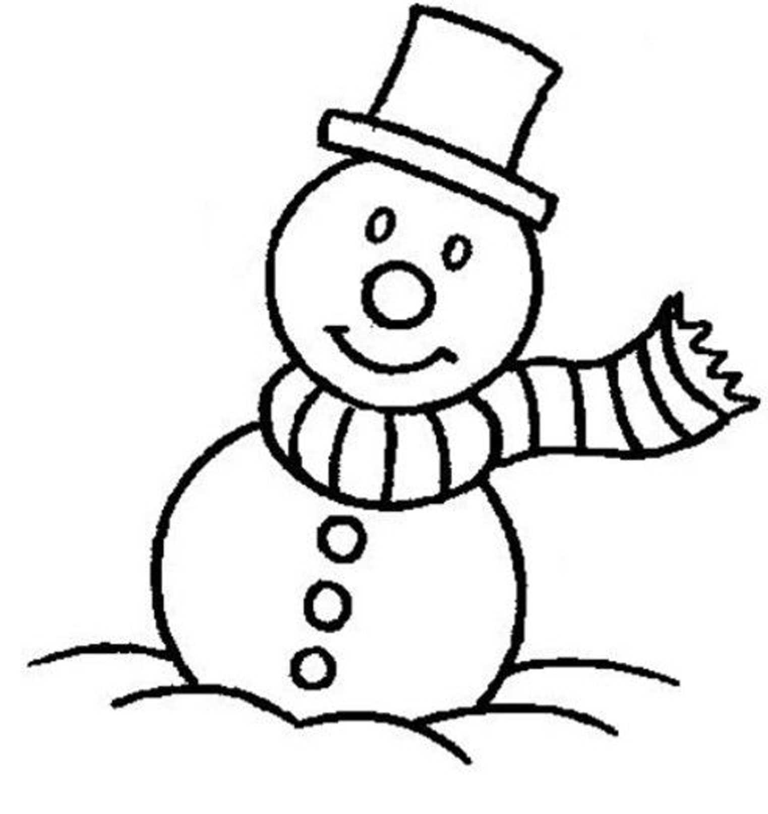 Снеговик картинка для детей раскраска